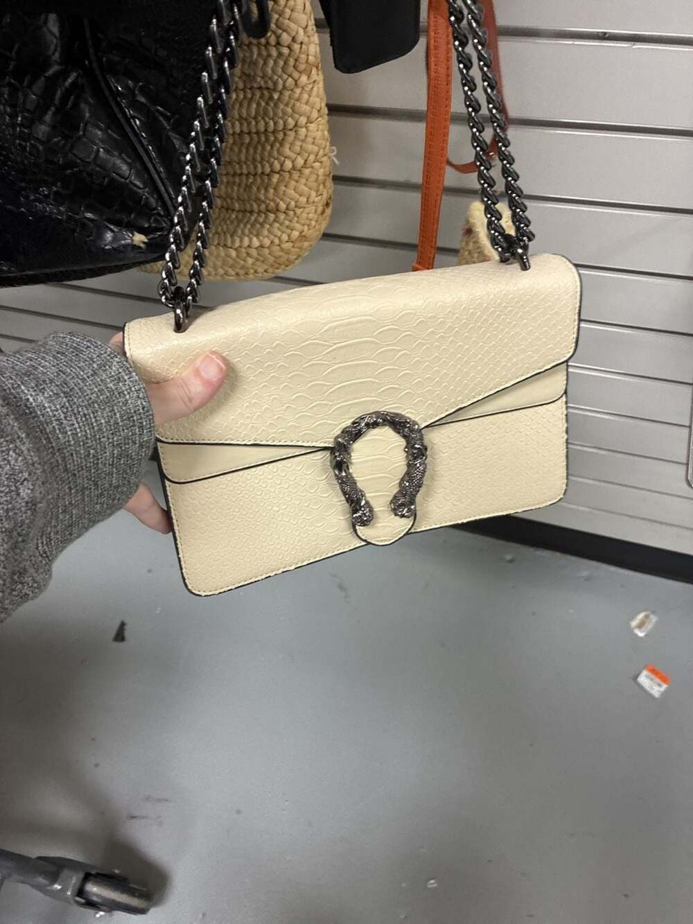 Amazon Off-White Snake Print Crossbody Bag